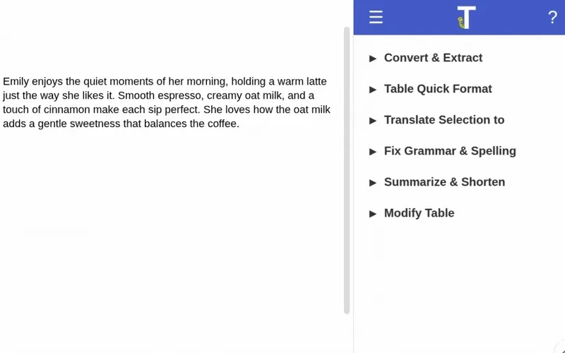 Example summarize animation